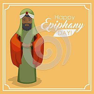 Wiseman cartoon of happy epiphany day design