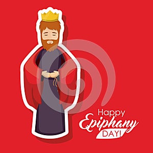 Wiseman cartoon of happy epiphany day design