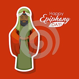 Wiseman cartoon of happy epiphany day design