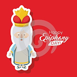 Wiseman cartoon of happy epiphany day design