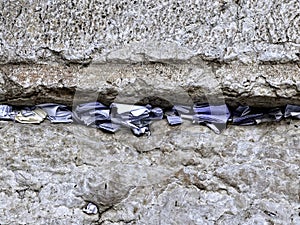 Wish notes at the Holy Western Wall