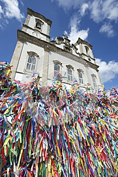 Wish Ribbons Blue Sky Bonfim Church Salvador Bahia Brazil