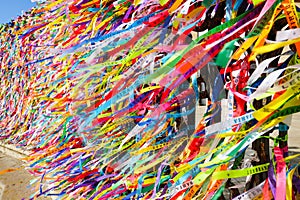 Wish ribbons`s church Nosso Senhor do Bonfim, a catholic church located in Salvador, Bahia in Brazil.