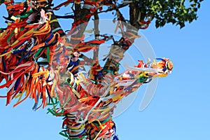 Wish tree with colorful tapes