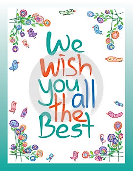 We wish you all the best bird circle flower card