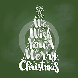 We Wish You a Merry Christmas on Green board -Vector
