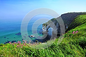 Wishing Arch of white rock, Causeway Coast, Northern Ireland