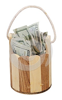 Wishing Well Bucket full of Cash