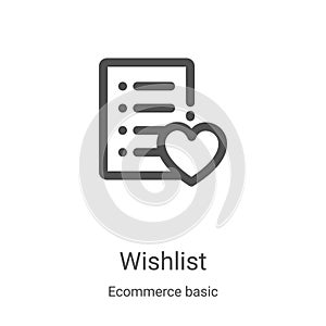 wishlist icon vector from ecommerce basic collection. Thin line wishlist outline icon vector illustration. Linear symbol for use photo