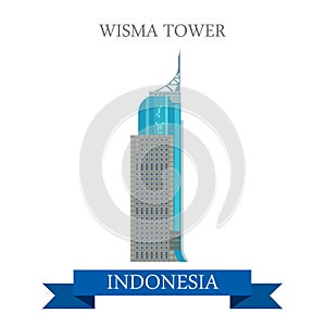 Wisma Tower in Jakarta, Indonesia vector flat attraction