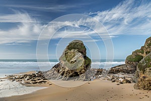 Wispy Clouds, Black Humphrey Rock, Whipsiderry Beach, Newquay, C photo