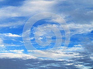 Wispy clouds in a blue sky