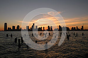 Sunset at Hudson River Park in Tribeca NY