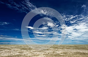 Wispy clouds over plains