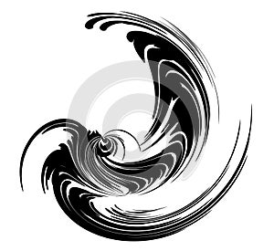 Wispy Swirls Spiral In Black