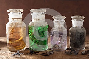 Witch apothecary jars magic potions halloween decoration