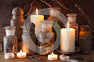 Witch apothecary jars magic potions halloween decoration