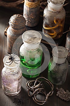 Witch apothecary jars magic potions halloween decoration