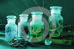 Witch apothecary jars magic potions halloween decoration