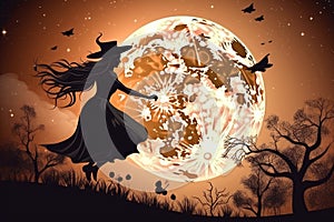 witch backdrop of the moon and stars Halloween