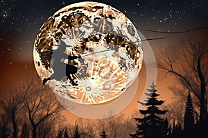 witch backdrop of the moon and stars Halloween