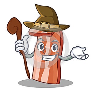 Witch bacon mascot cartoon style