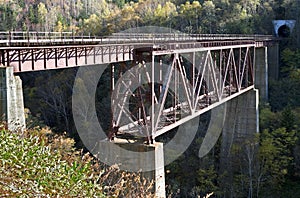 Witch bridge - old railway on island Sakhalin