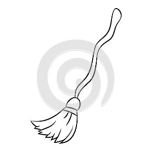 Witch broom outline cartoon vector symbol icon design. Beautiful