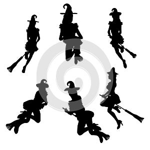 Witch on broom silhouette