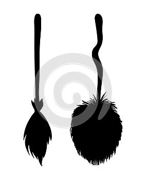 witch broom silhouette cartoon vector symbol icon design. Beautiful illustration isolated on white background