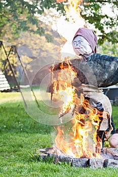 Witch burning of straw