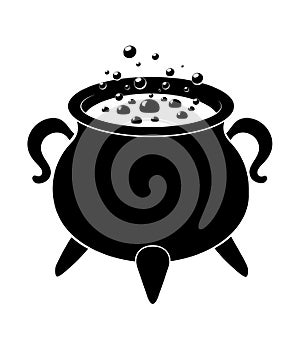 Witch cauldron poison brew silhouette isolated on white background