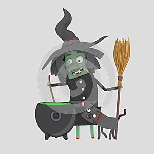 A witch cooking.3D