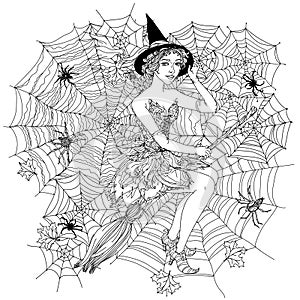 Witch with design cobwebs