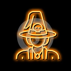 witch fairy tale neon glow icon illustration