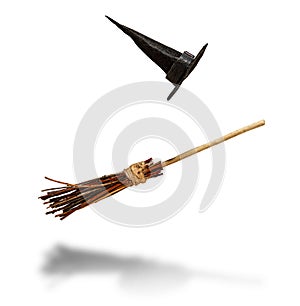 Witch flying broom