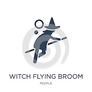 witch flying broom icon in trendy design style. witch flying broom icon isolated on white background. witch flying broom vector