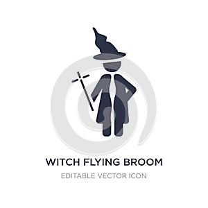 witch flying broom icon on white background. Simple element illustration from People concept