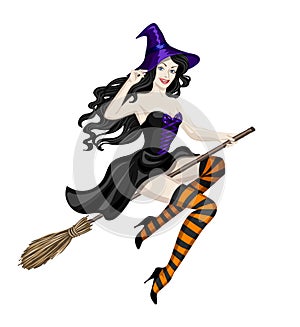 Witch flying on broomstick