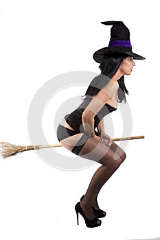 witch flying on her broomstick.