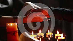 Witch - fortune teller reading fortune. palmistry