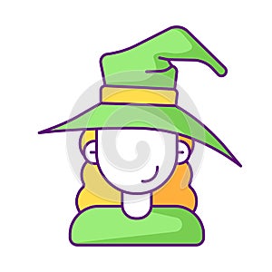 Witch-girl costume, vector color icon