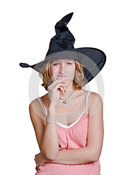 Witch girl in a halloween black hat