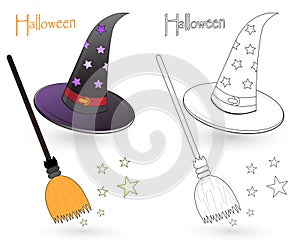 Witch hat and broom
