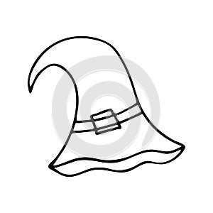 The witch hat is curved, doodle illustration to Halloween
