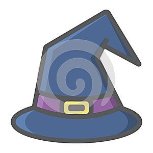 Witch hat filled outline icon, halloween and scary