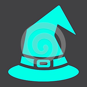 Witch hat glyph icon, halloween and scary, wizard