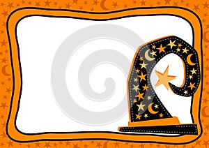 Witch hat halloween frame with star