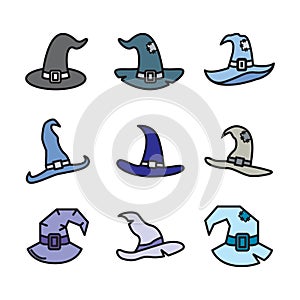 Witch hat icon set vector design template basic RGB
