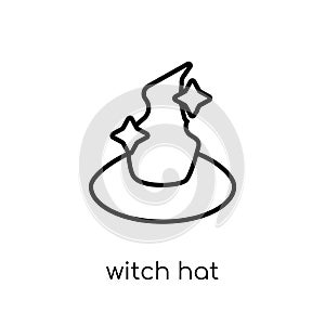 Witch hat icon. Trendy modern flat linear vector Witch hat icon
